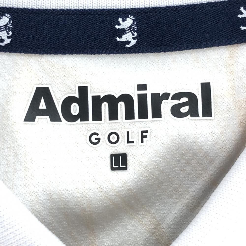 Admiral - 【美品】アドミラル 半袖ポロシャツ ベージュ×白 リーフ柄  メンズ M ゴルフウェア Admiral Admiral 【美品】アドミラル 半袖ポロシャツ ベージュ×白 リーフ