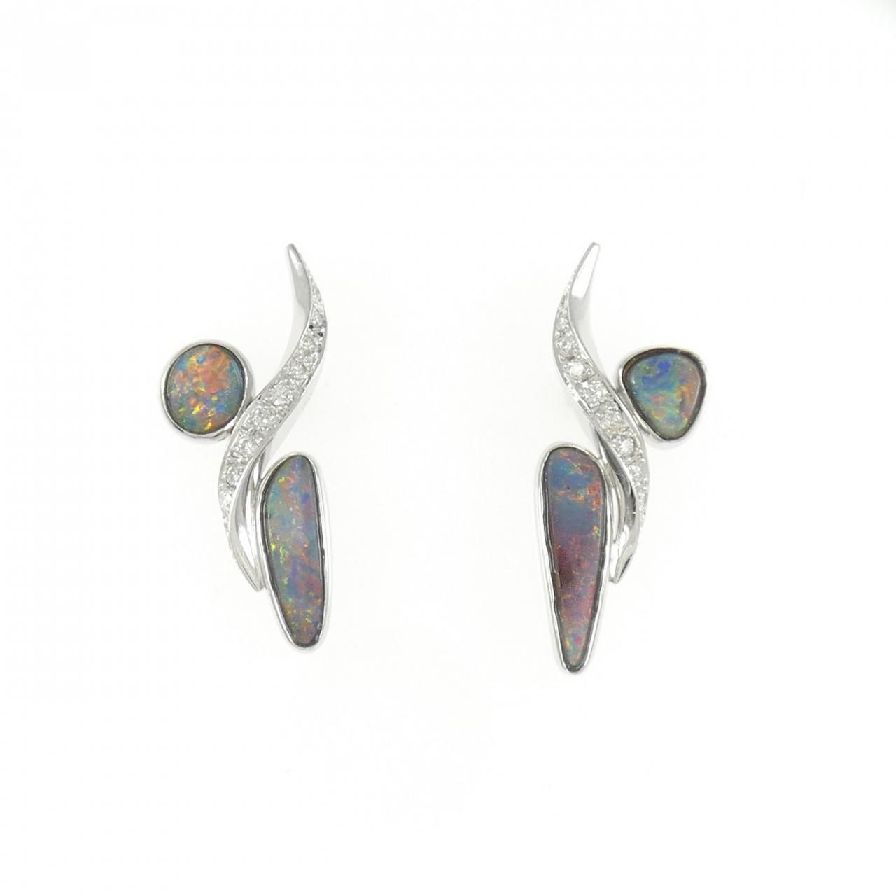 K18WG|K14WG ボルダーオパール ピアス 1.51CT