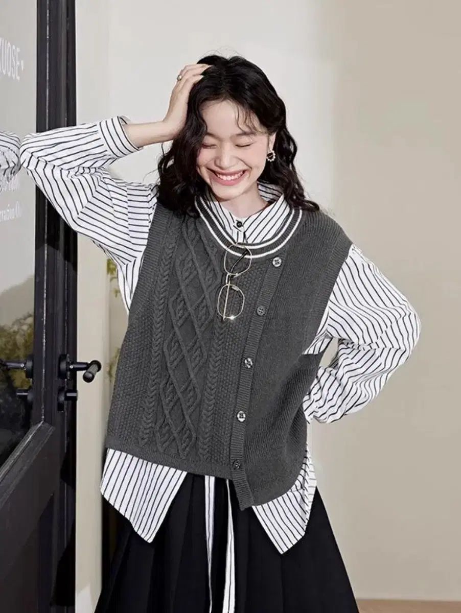 KUOSE ♥ KUOSE ニット ベスト ストライプ シャツ セット