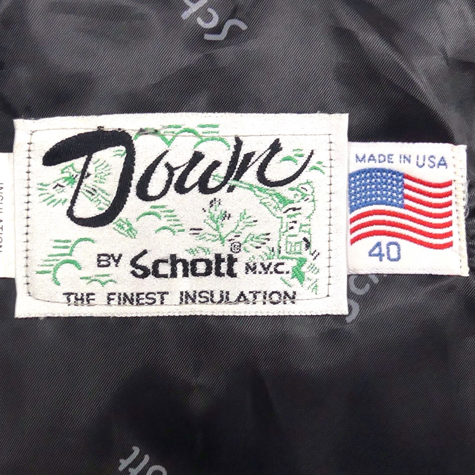 【米国製✨】schott レザー ダウンジャケット ブルゾン 黒 40サイズ 2025年最新】Yahoo!オークション -schott レザーダウンの中古品