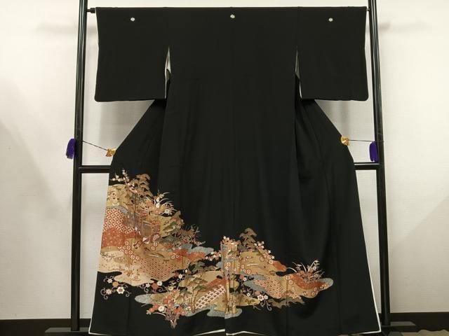 GON様ご確認用正絹黒留袖　作家物　花車文　金彩　② GON様ご確認用正絹黒留袖 作家物 花車文 金彩 ② - メルカリ