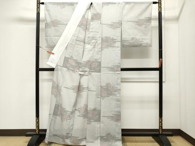 平和屋着物＊夏物 小紋 紗 椿 エ霞文 高島屋扱い 洗える着物  