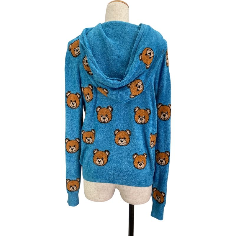 モスキーノ MOSCHINO テディベアフーディパーカー ブルー レーヨン レディース パーカー
