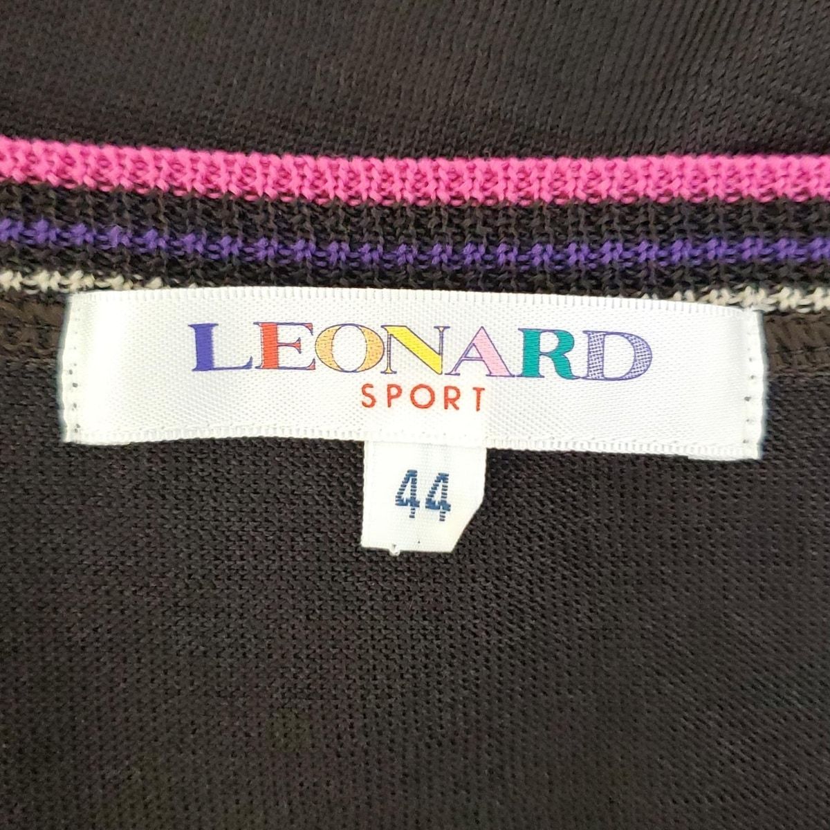 【本物保障】 LEONARD SPORT レオナールスポーツ 半袖カットソー サイズ44 L レディース - ダークブラウン×ピンク×マルチ