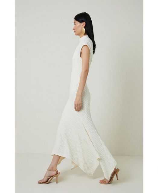 カレンミレン レディース ワンピース トップス Women s Textured Jersey Dramatic Hem Maxi Dress Ivory