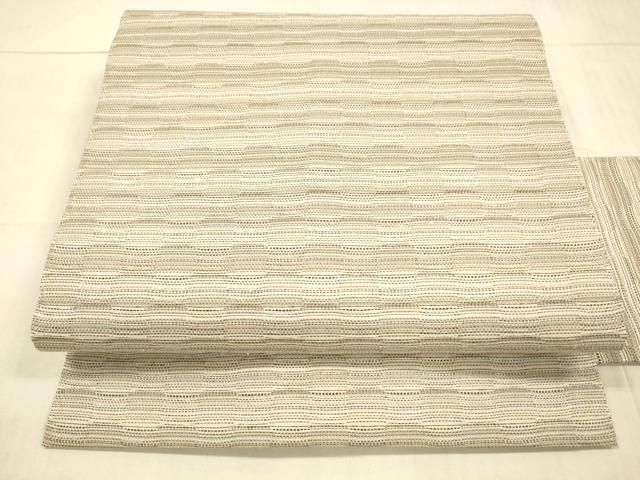 平和屋着物＊夏物 九寸名古屋帯 横段文 金糸 正絹 DAAX0279cm