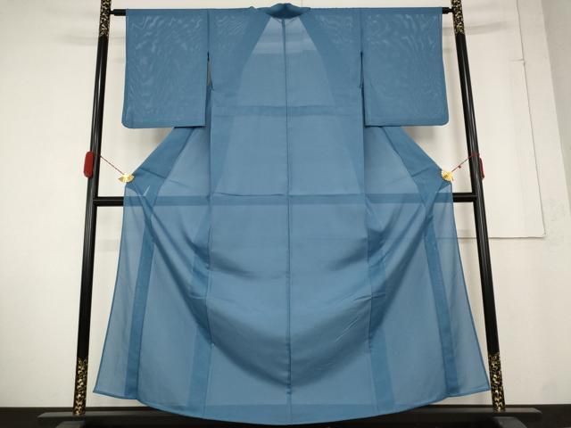 平和屋着物＊夏物 色無地 絽 藍色 洗える着物 AABA6877cs