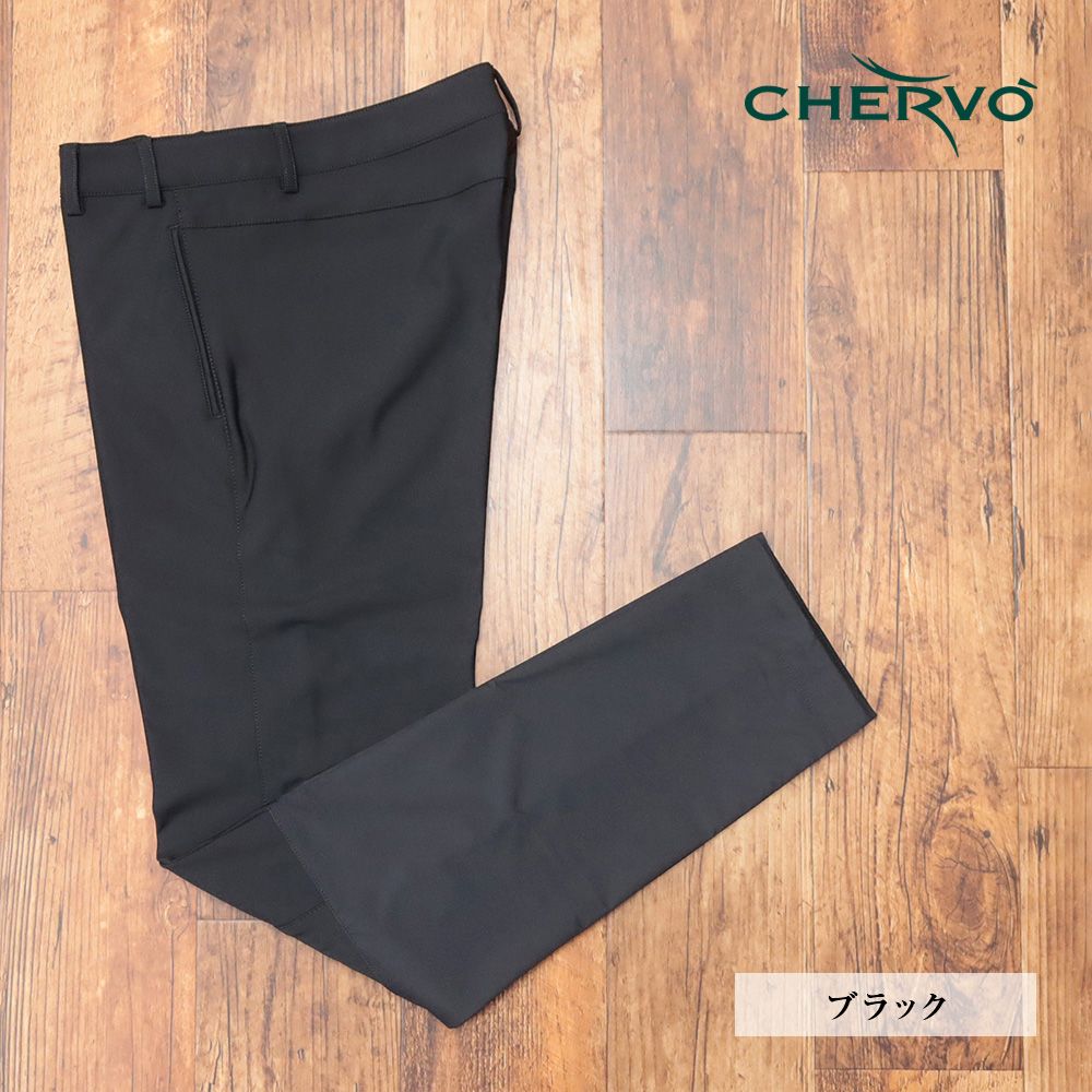 秋冬|CHERVO|50サイズ|美脚パンツ 撥水 保温 ストレッチ 生地切替 スポーティー ゴルフ シェルボ |黒|ブラック|md236|