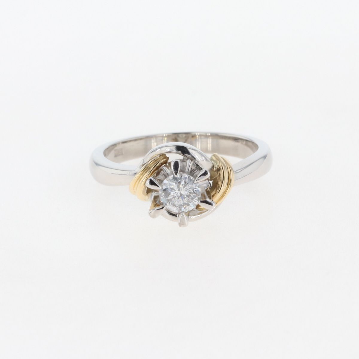 ダイヤモンド デザインリング プラチナ K18 イエローゴールド 指輪