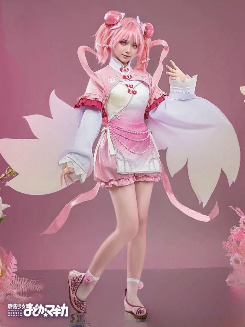 魔法少女まどか マギカ 鹿目まどか 中華風 コスプレ衣装 ウィッグ 靴追加可