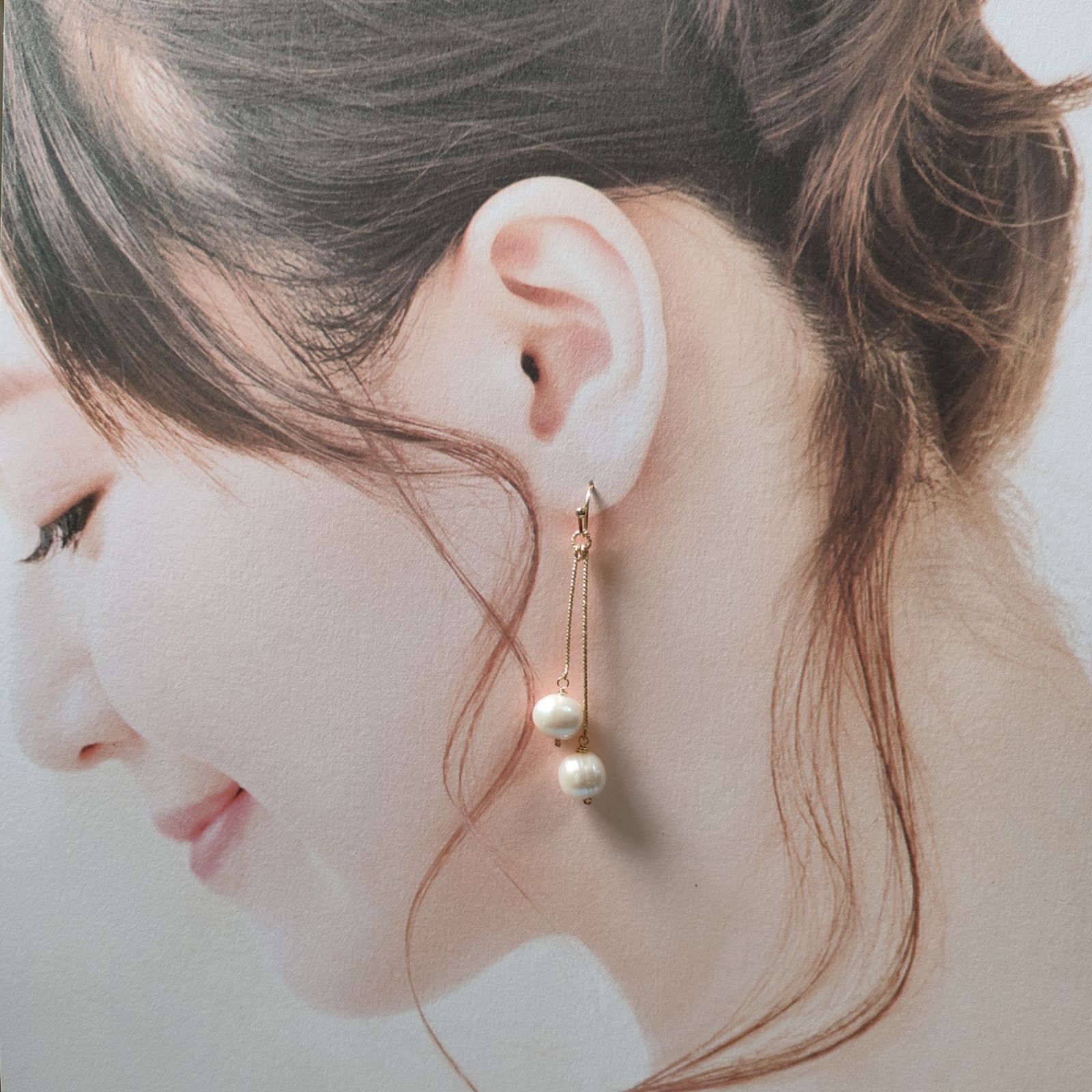 淡水パール2粒 ロング ピアス/イヤリング 14Kgf - メルカリ