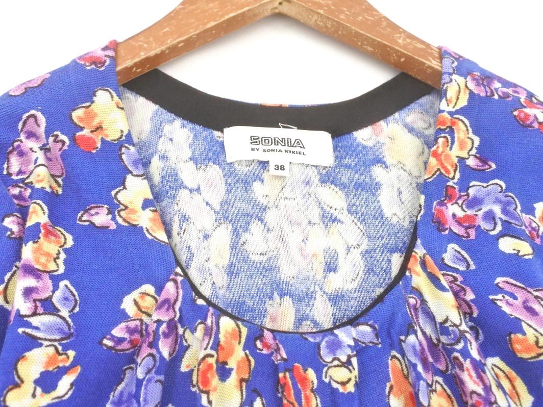 SONIA RYKIEL ソニアリキエル 花柄 ワンピース size38/青