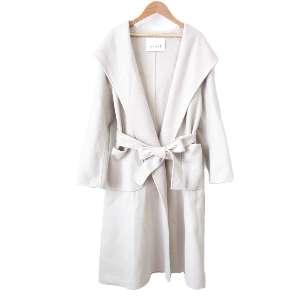 美品 21AW ANAYI アナイ ウール カシミヤブレンド フーデッドリバー  