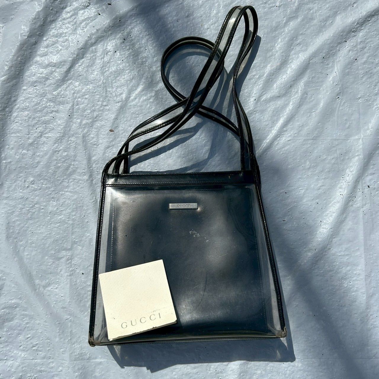 GUCCIグッチ クリアバッグ ブラック PVC レザー ショルダーバッグ 