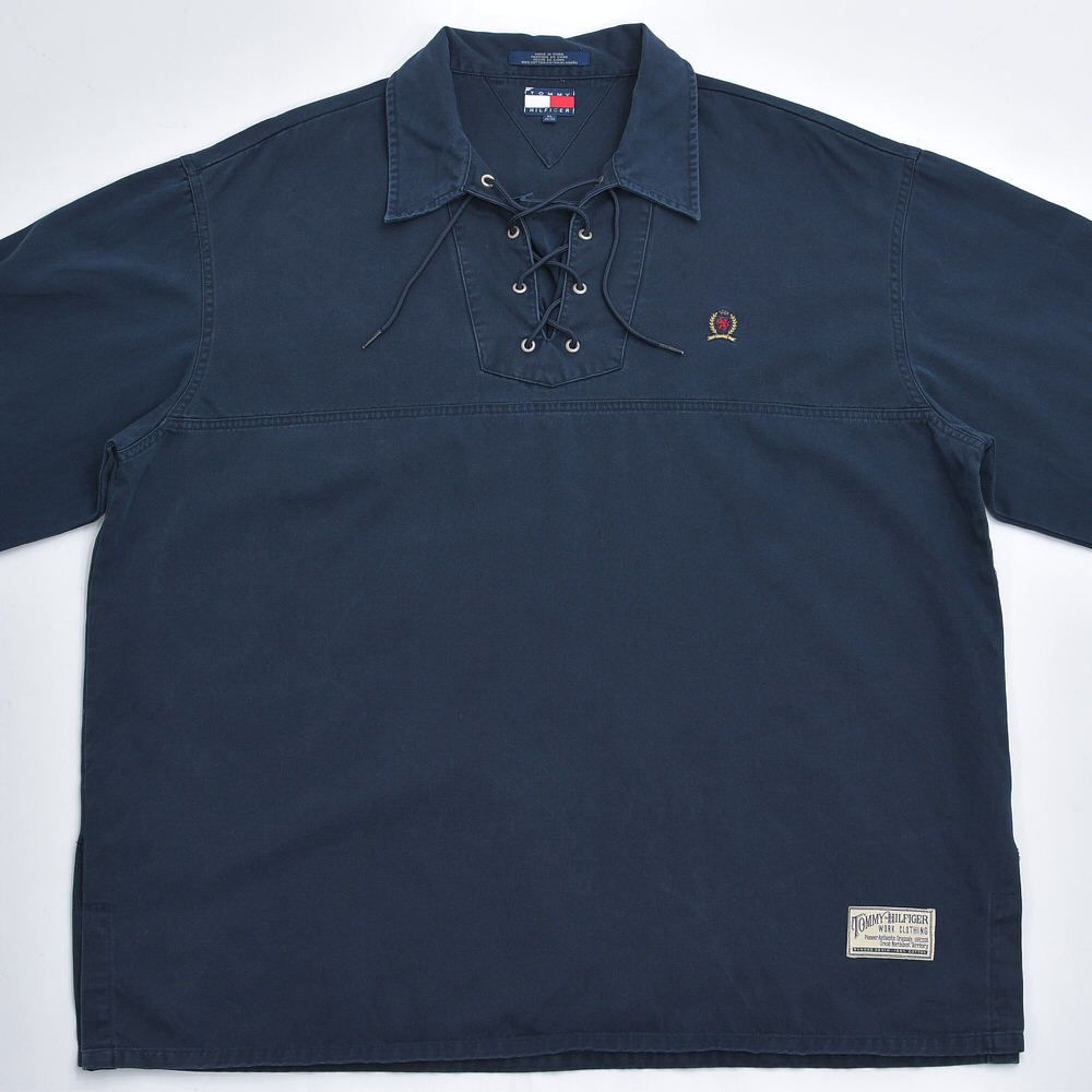 90sトミーヒルフィガーレースアッププルオーバーシャツ 90sTOMMYHILFIGERトミーヒルフィガーレースアッププルオーバー