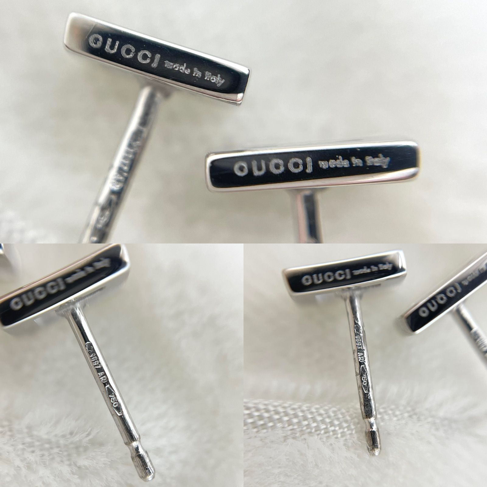 GUCCI グッチ Gロゴ ピアス 750 K18WG 1.3g 両耳用 ホワイトゴールド