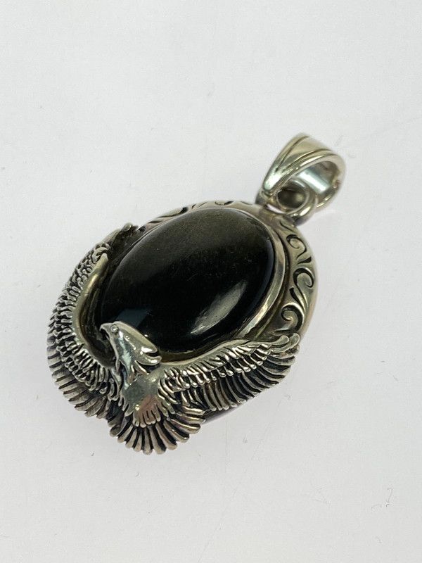 SAAD サード BLUE TIGER EYE PENDANT ブルー タイガー アイ ペンダント アクセサリー シルバー|ブラック メンズ|レディース 193-250425-em-20-min