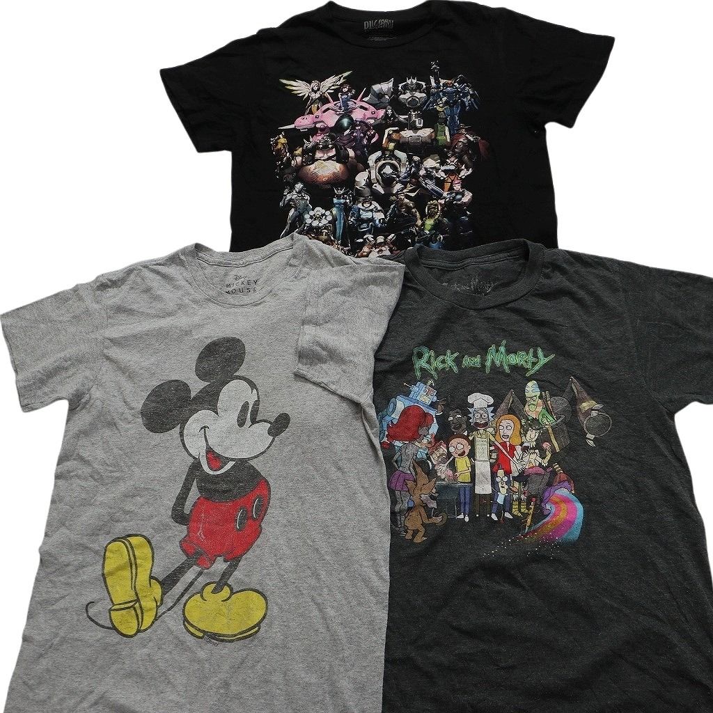 古着卸 まとめ売り キャラクター 半袖Tシャツ 15枚セット (メンズ Ｌ ) ポケモン ナルト ルーニーチューンズ マリオ NB3195 1円スタート