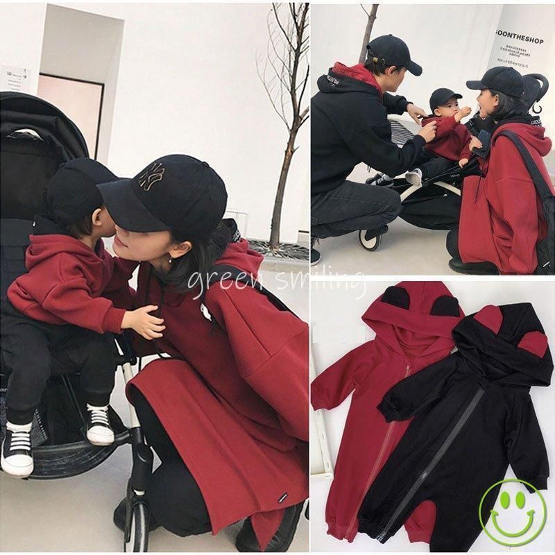 2025 親子ペアルック ベビー 春秋服 長袖 パーカー トップス レディース メンズ キッズ お揃い カップル 子供服 ベビー服 ロンパース カバ