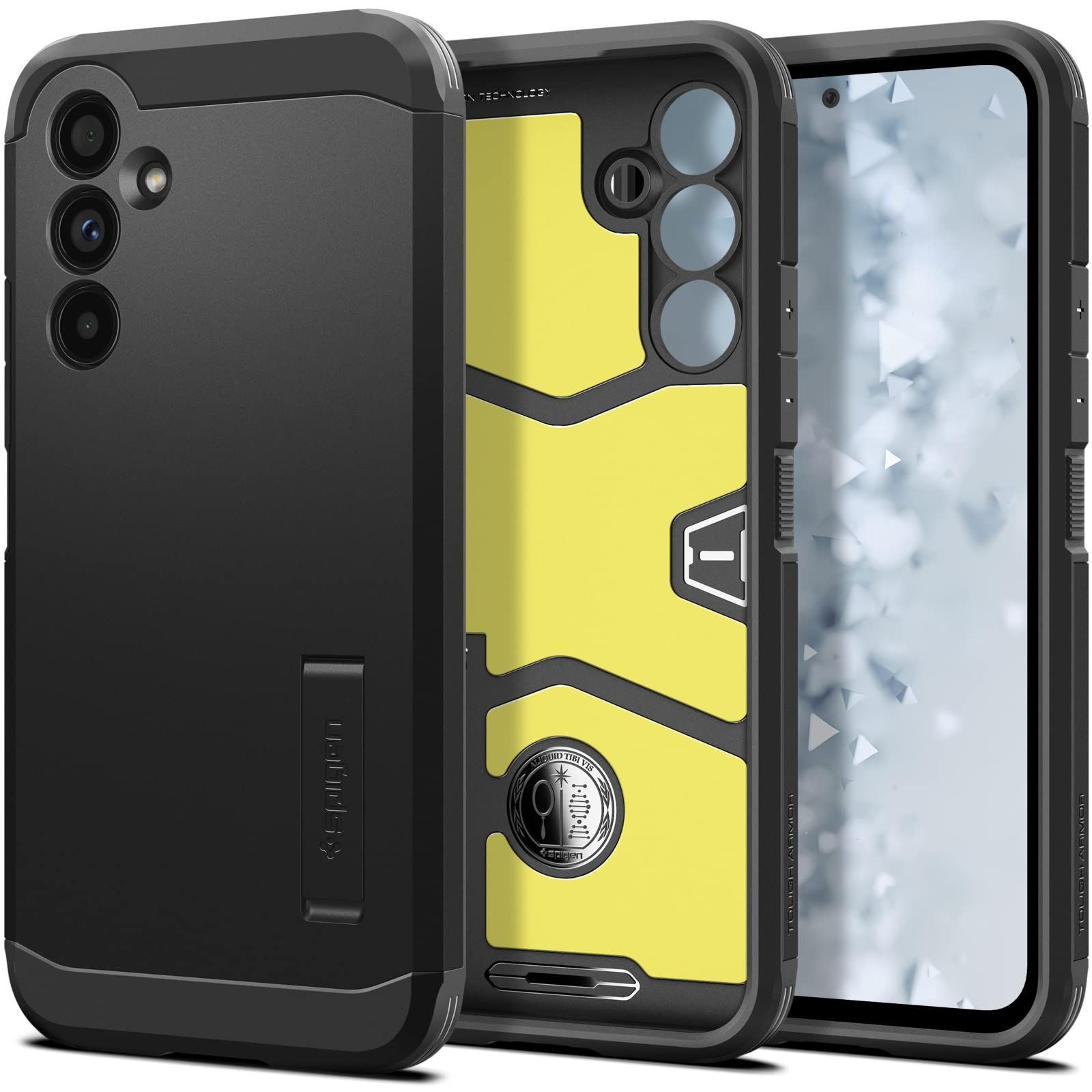 【人気商品】カメラ保護 スマホスタンド 三層構造 傷防止 米軍MIL規格取得 スタンド付き 衝撃 ] SCG21 吸収 | Qi充電 SC-53D [ ワイヤレス充電 耐衝撃 ケース タフ・アーマーACS05881 A54 Galaxy (ブラッ