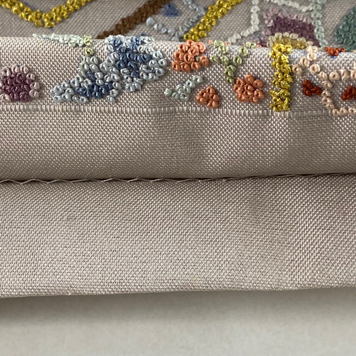 未着用　伝統工芸士　足利忠義　モール　花模様　金糸　袋帯　着物　帯　013a p 未着用 伝統工芸士 足利忠義 モール 花模様 金糸 袋帯 着物 帯 013a p