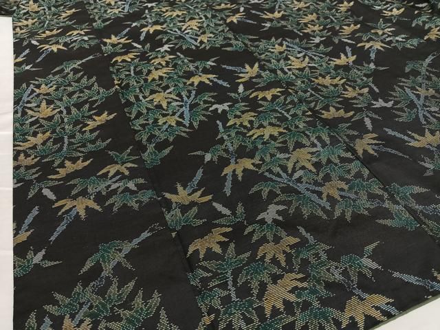 平和屋着物●本場大島紬　笹竹文　黒地　正絹　逸品　AAAU8343zg 平和屋着物○本場大島紬 笹竹文 黒地 正絹 逸品 AAAU8343zg - メルカリ