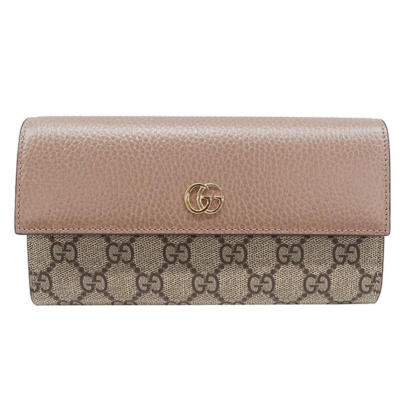 グッチ GUCCI 財布 レディース ブランド 長財布 GGスプリームキャンバス ダブルG バイ コンチネンタルウォレット ダスティピンク 456116 フラップ式 大きめ おしゃれ 大人