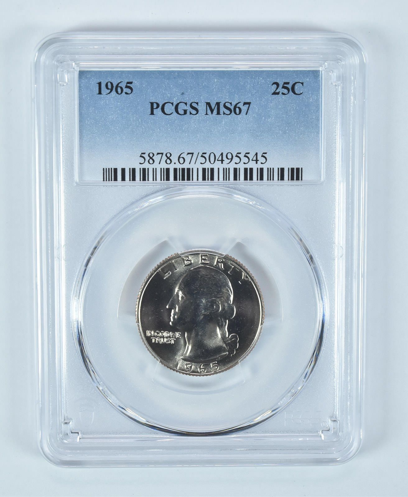 1965年ワシントンクォーター MS67 PCGS ブルーラベル