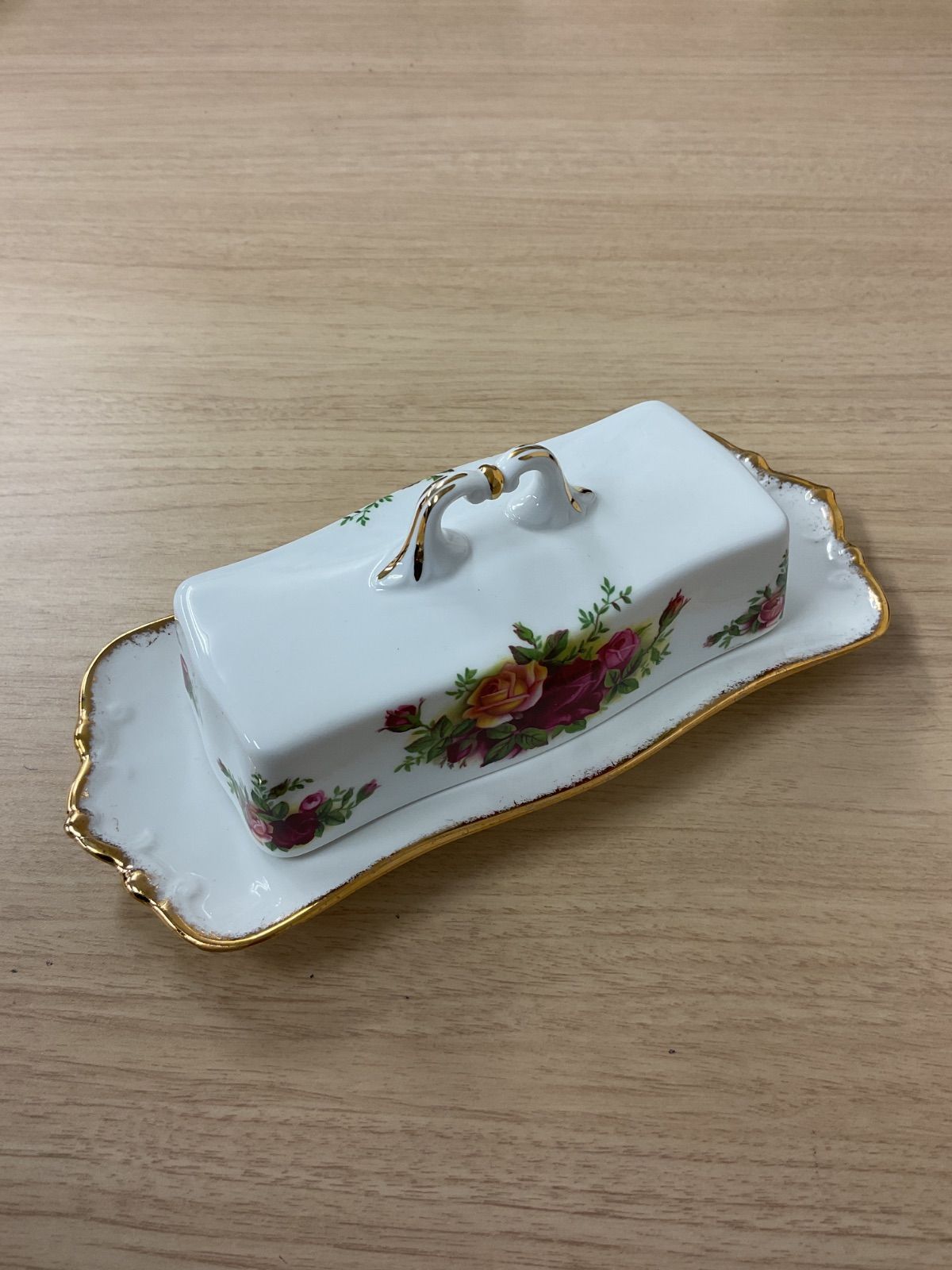 アンティーク】スポード ビリングスレイローズ バターケース レア 訳あり