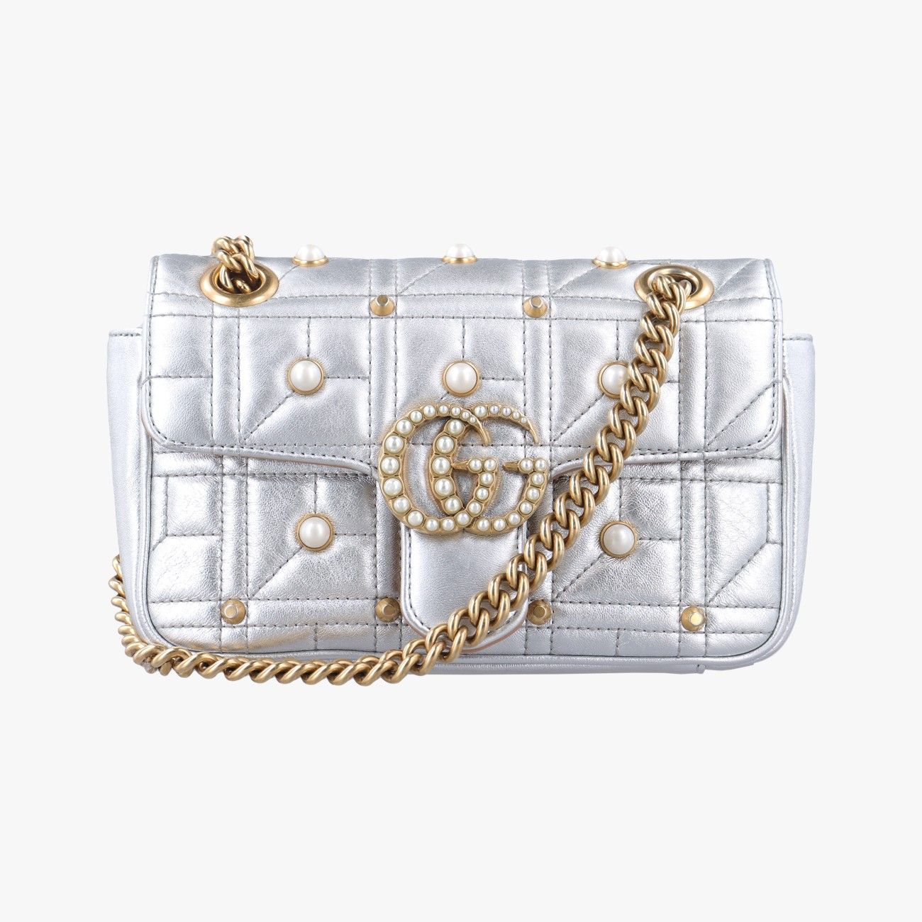 グッチGucciGGマーモント シルバー レザー 446744 G022094413