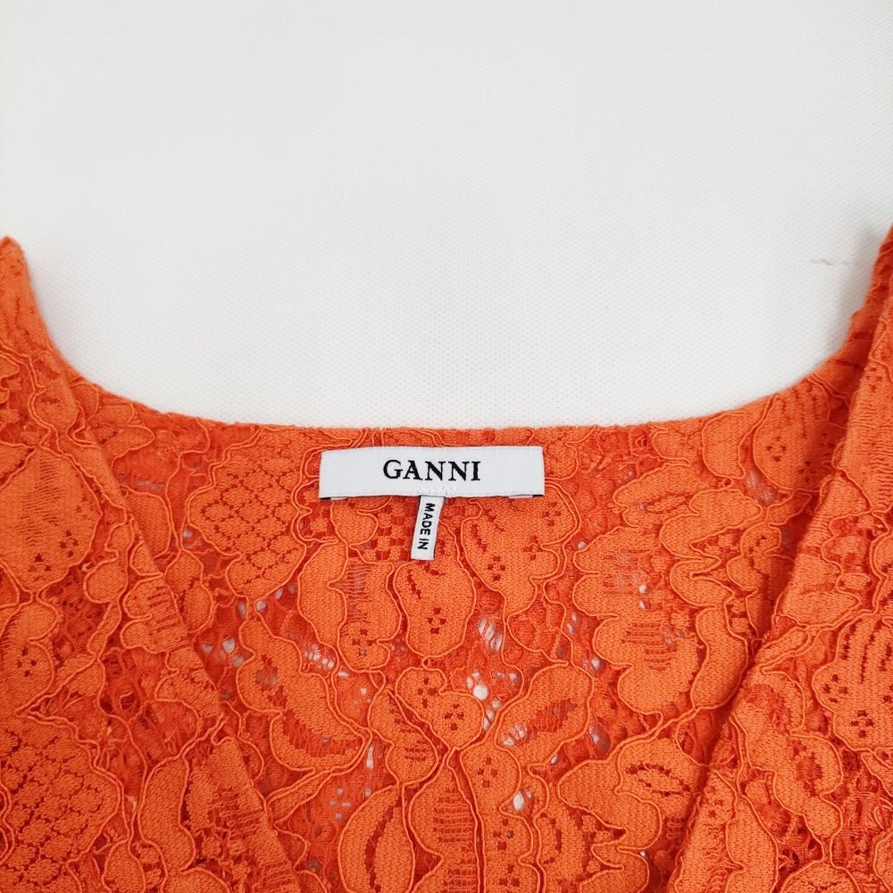 GANNI レース Vネック サイズ34 プルオーバー ブラウス シャツ オレンジ ガニー 5-0513M 259674 GANNI レース Vネック サイズ34 プルオーバー ブラウス シャツ