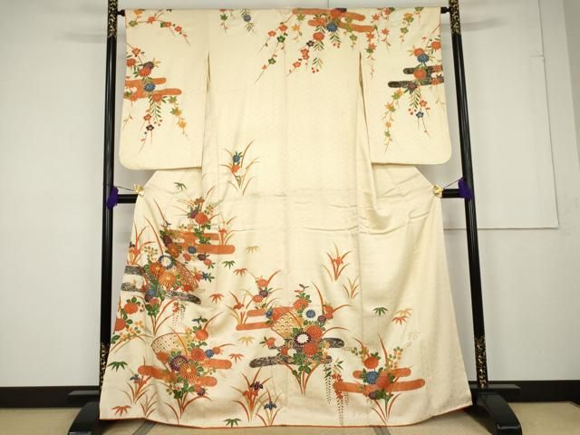 平和屋着物□訪問着 駒刺繍 枝花文 金彩 正絹 逸品 AABB7601mf 平和屋