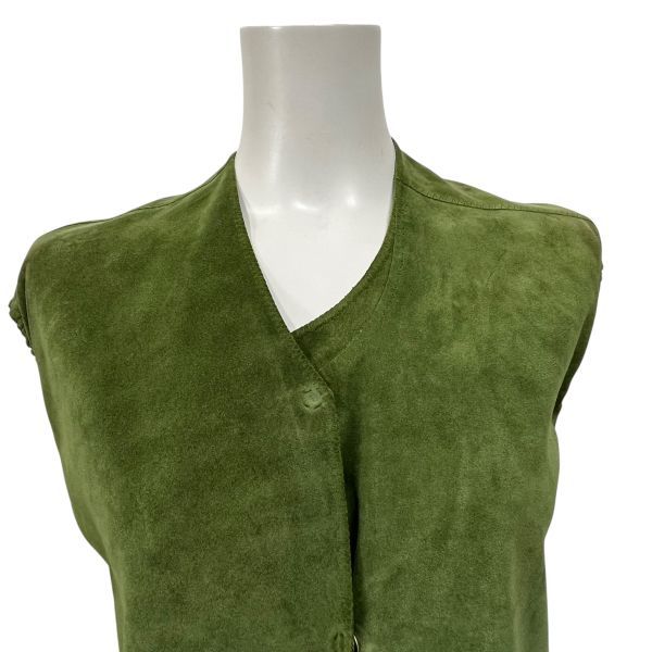 基本的な ◆ マルニ MARNI レザー ベスト 袖なし リアルレザー グリーン 黄緑 牛革 42 L 13号 レディース S5W137