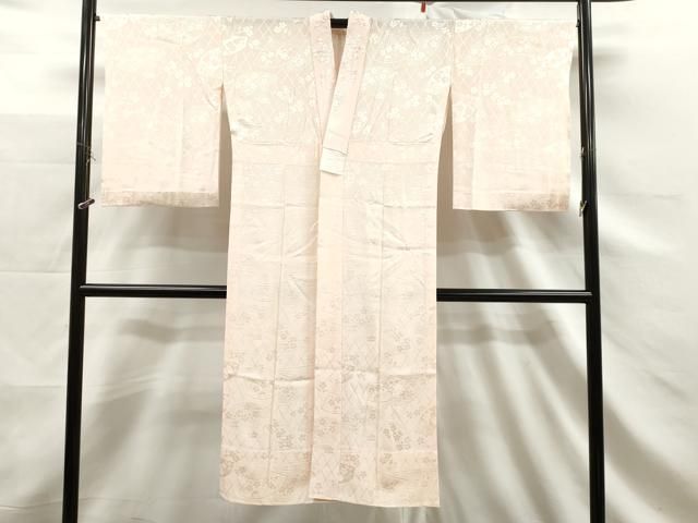 平和屋着物□長襦袢 無双仕立て 扇面枝梅地紋 半衿刺繍 正絹