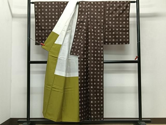 平和屋着物●本場大島紬　一元絣　色紙重ね幾何学花文　正絹　逸品　未使用　AAAY0001zg 平和屋着物○本場大島紬 一元絣 色紙重ね幾何学花文 正絹 逸品