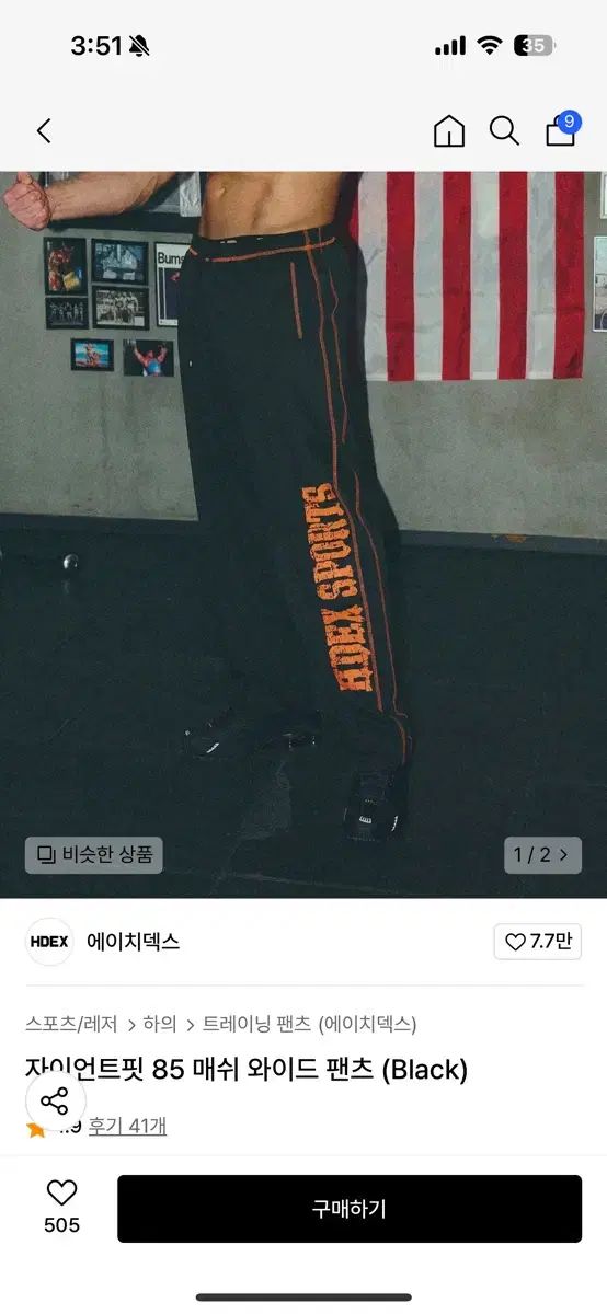 Hdex ジャイアントフィット 85 メッシュ ワイド パンツ Black サイズ L