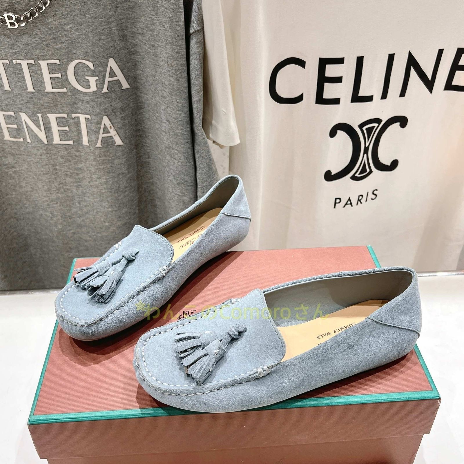 欲しいモノを一括サーチ。 グレーブルー23.0～24.5cm ロロピアーナレディース サマーウォーク スエード タッセル ローファー スエードレザーコンフォート 送料無料も！