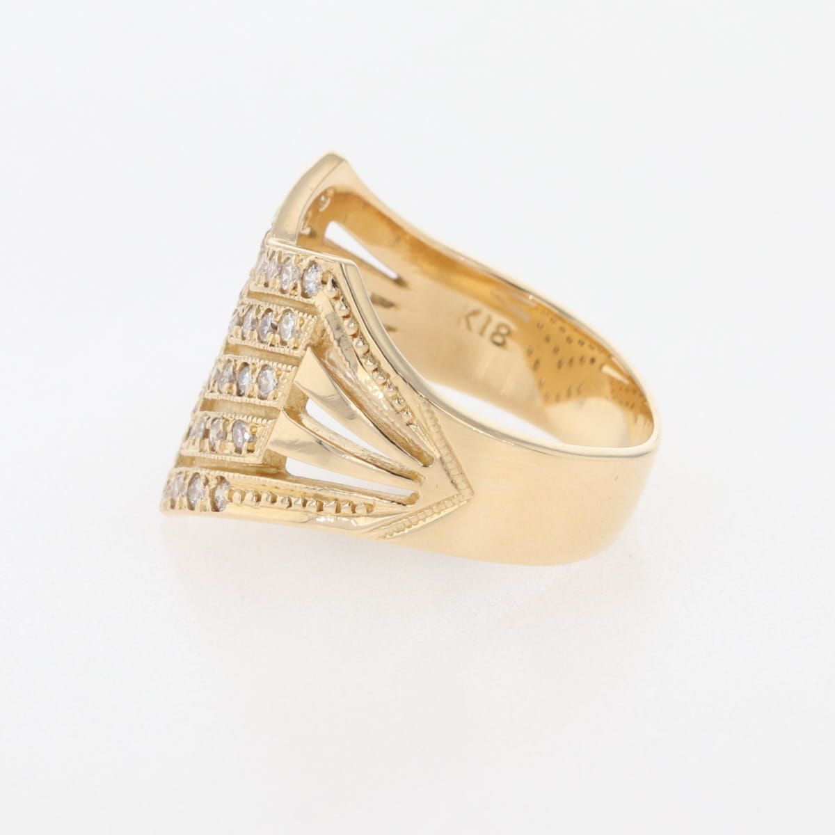 メレダイヤ デザインリング YG イエローゴールド 指輪 リング 10号 K18  