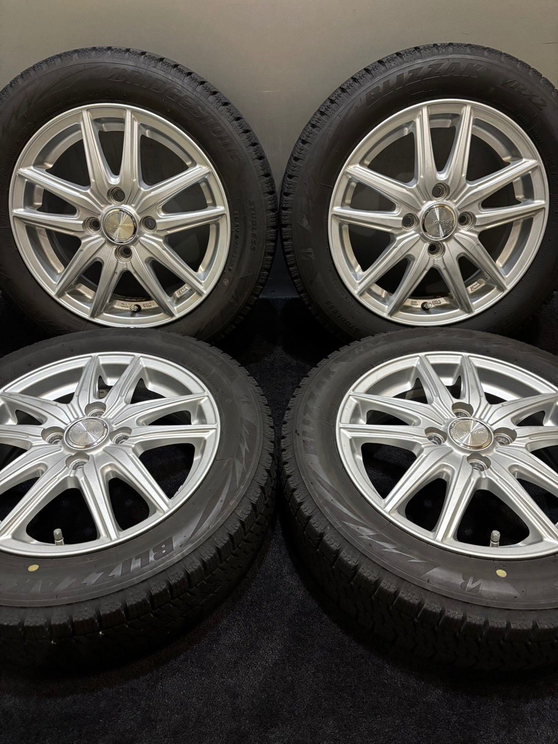 155|65R14 BRIDGESTONE|VRX2 19年製 ECO FORME 14インチ 4.5J 45 100 4H スタッドレス 4本 N-BOX スペーシア タント 南1-J430