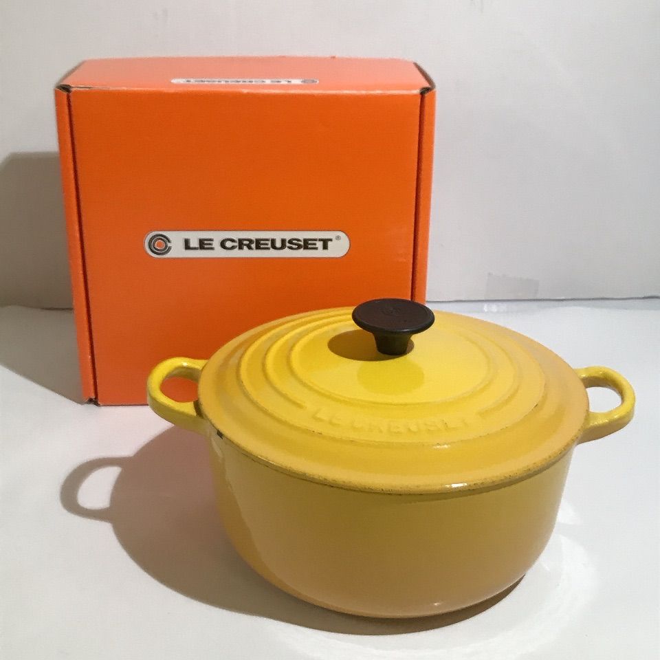 【ほぼ新品】ル・クルーゼ鍋 ココット・ロンド 20cm イエロー ガス IH対応 ほぼ新品】ル・クルーゼ鍋 ココット・ロンド 20cm イエロー ガス IH