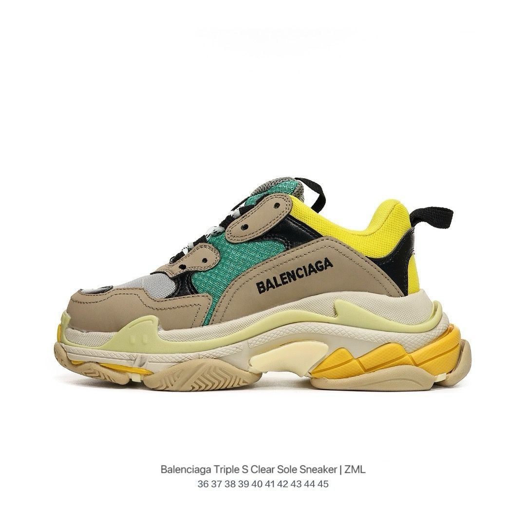 BALENCIAGA Triple S スニーカー ダブルフォーム＆メッシュ 　カレー色  新品未使用 男女兼用