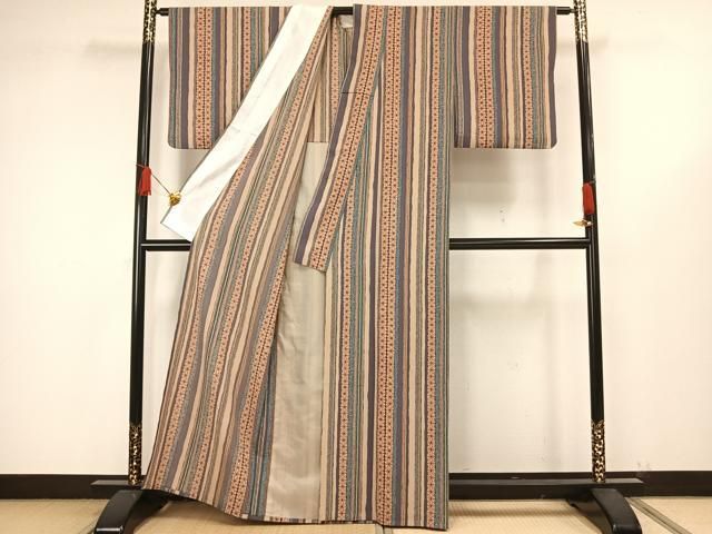 平和屋着物▽上質な小紋 単衣 麻の葉間道 正絹 逸品 AAAW1554fy - メルカリ