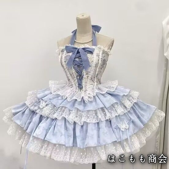 ロリータ スカート 上下セットアップ 甘ロリ ワンピース ゴスロリ ゴシック ギャル系 量産型 地雷系 リボン ウエスト キャミソール ハイウエストスカート 蝶結びリボン スカート 韓国 卒業式 入学式 同窓会 成人式 ミニ丈 ショート丈