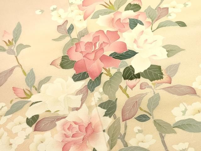 作家物　美しい染めの草花模様　上品なベージュの訪問着 平和屋着物□訪問着 作家物 草花 暈し染め 正絹 逸品 DAAX1998op