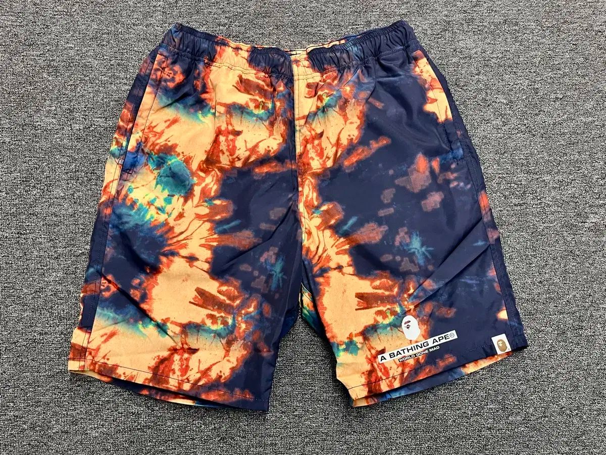 S 2XL A BATHING APE アベイシングエイプ ダイダイ柄 ハーフパンツ