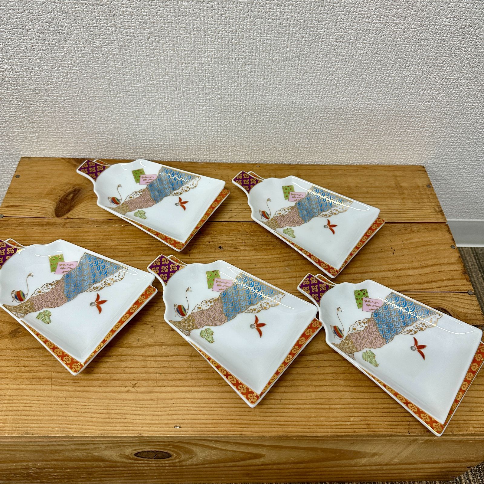 美濃焼 前畑陶器 庫山窯 羽子板銘々皿 5枚セット！ 和食器 和皿