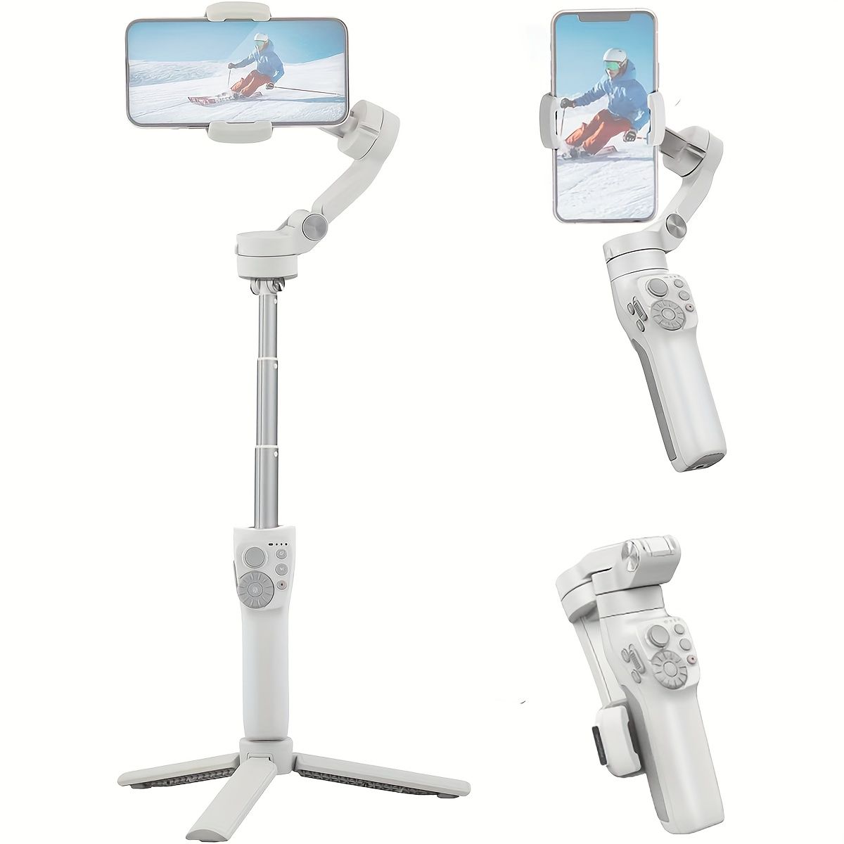 【新着商品】スマホ用ジンバル estabilizador、顔?物体追跡、動画撮影に最適、延長ロッド付きQcn