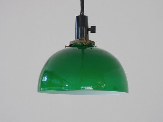 ふるいガラス電笠・緑 HK-a-03599 / 古道具 アンティーク 電傘 ランプシェード 照明 氷コップ 和硝子