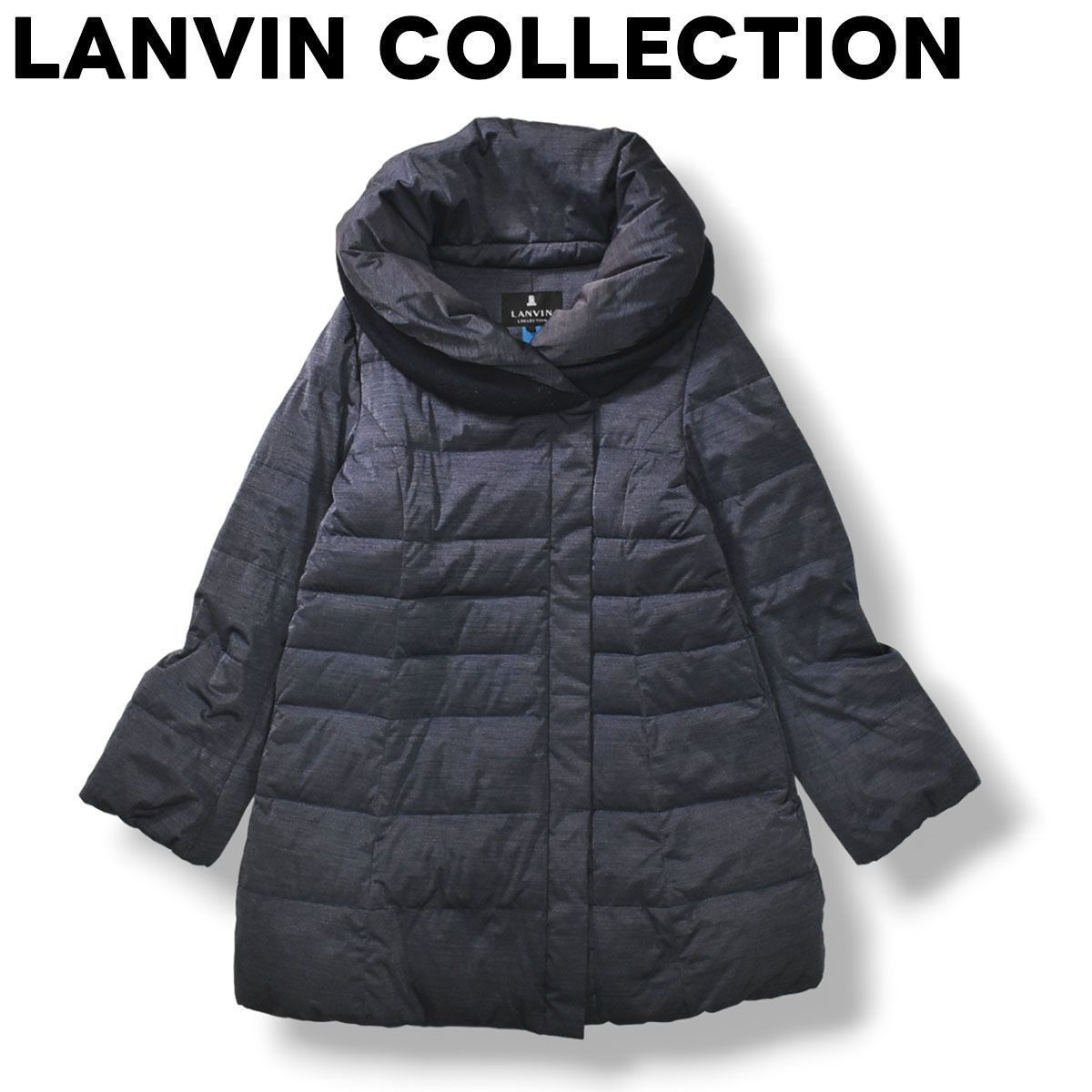 上質】 ランバン コレクション LANVIN COLLECTION ボリューム襟 ダウン 