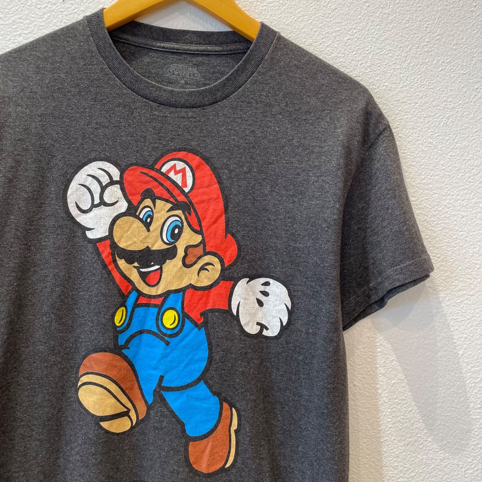 古着 Ｍ スーパーマリオ 任天堂 公式 ゲーム Tシャツ クルーネック 濃